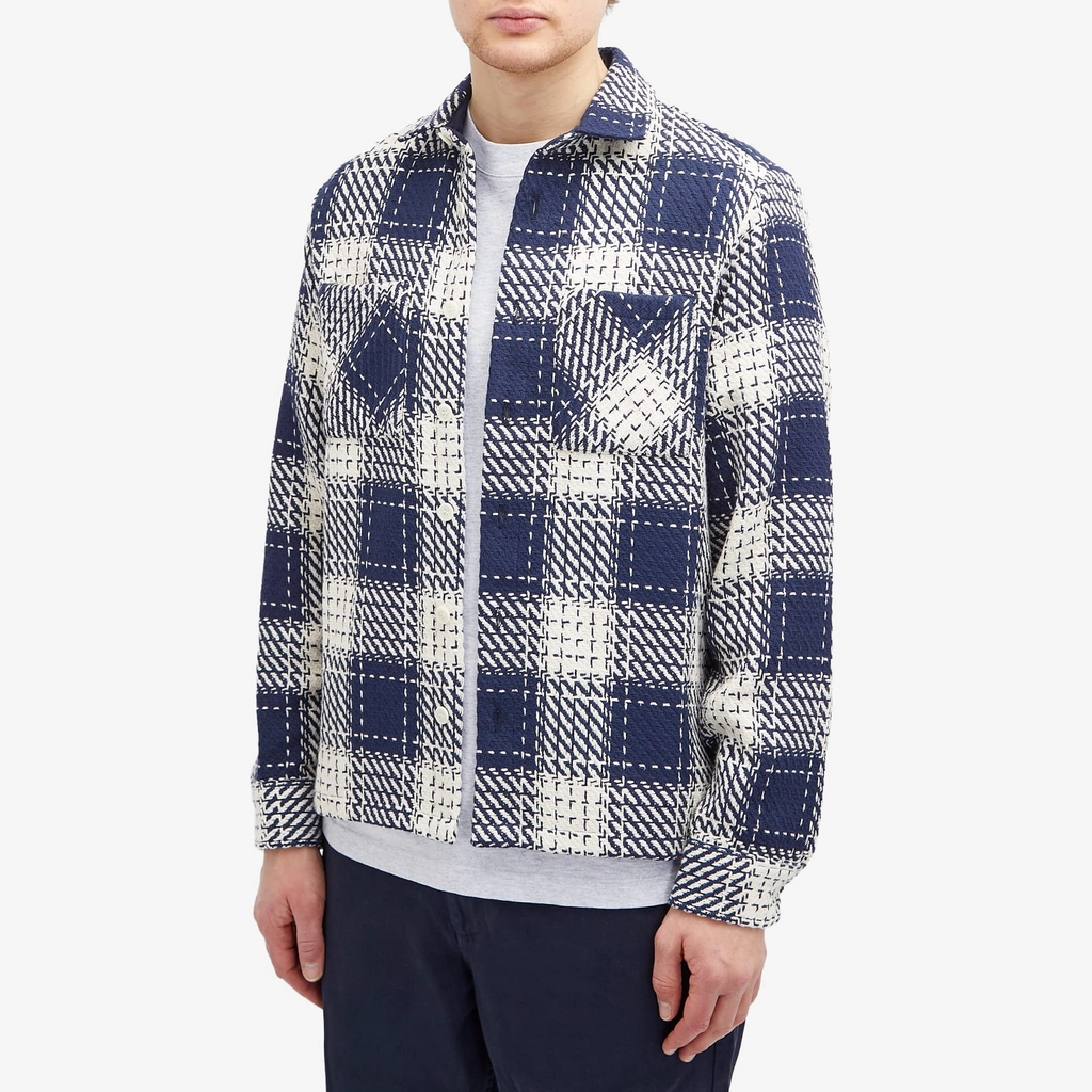 Wax London Men's Whiting Beatnik Overshirt Marine